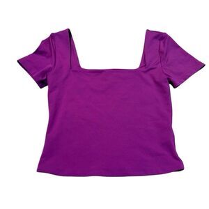 Aritzia BABATON Purple Short Sleeve Crop Top Size Small EUC
